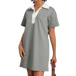 NWOT Everlane Sage Green Short Sleeve Polo Popover Organic Mini Dress Size XS